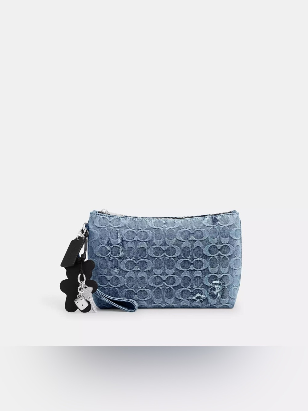 NWT Coach Wristlet Pouch in Loved Signature Denim with Charms
